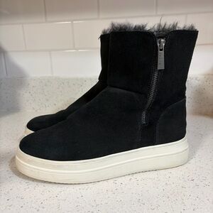 J/SlidesTristan Faux Fur Lined Waterproof Sneaker Boots Black Suede Size 8.5